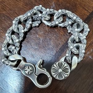 Chrome heart floral bracelet